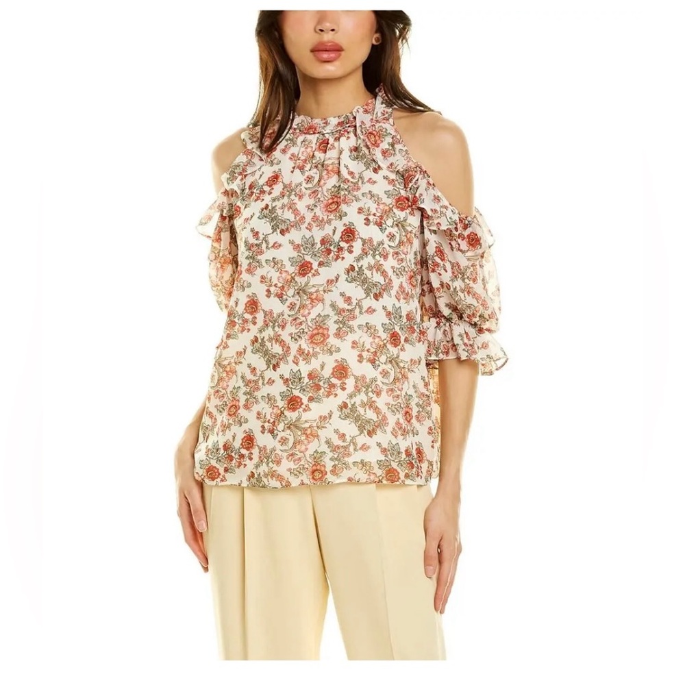 Max Studio Floral Cold Shoulder Blouse